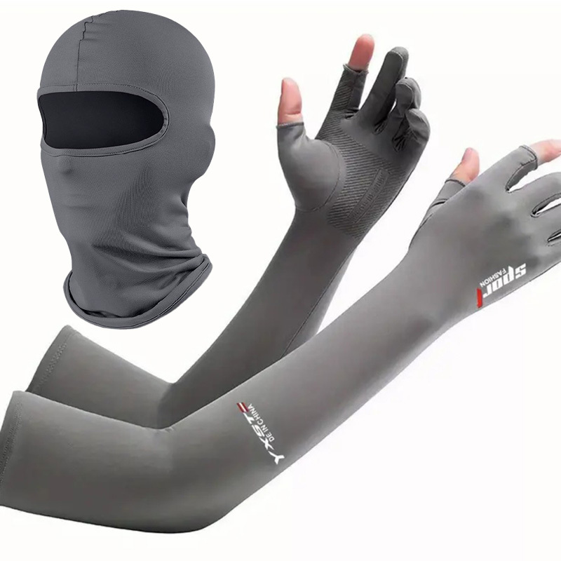 TEMU 2pcs Sunscreen Gloves, Sunscreen Face Mask Cooling Arm Sleeves Cover Women Men Sports Running Sun Protection Gloves Outdoor Fishing Cycling