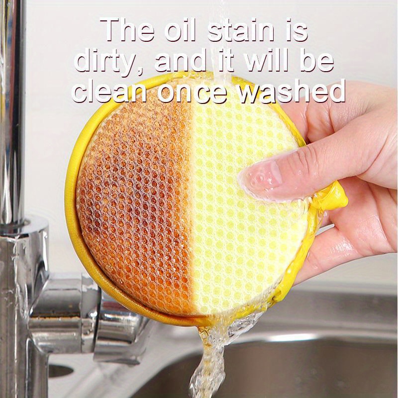 double-sided dishwashing sponge, 3   scrubbing pot brush, kitchen dish cloth, household dishcloth, oil and stain removal cleaning cloth details 2