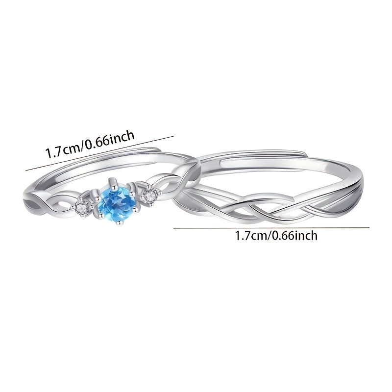 2pc Simple Elegant S925 Silver Hollow Interwoven Pattern Rings