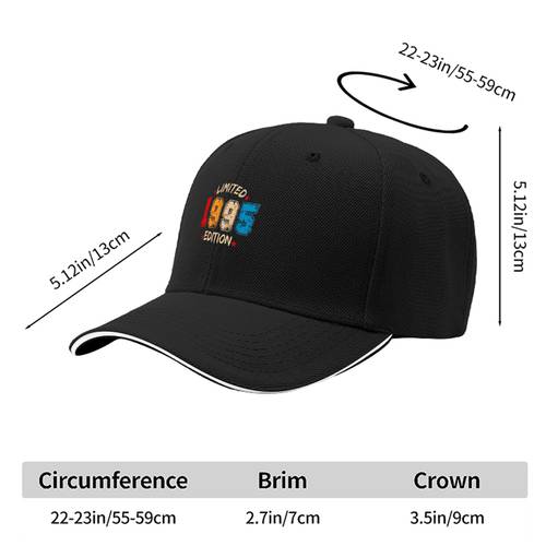 Cappellino da baseball retrò da uomo e donna, 1 pezzo, edizione limitata 1995 - Stampa con numeri rossi/gialli, adatto per feste, compleanni, regali, cappello da sole leggero per esterni con chiusura a strappo, lavabile a mano per un uso tutto l'anno