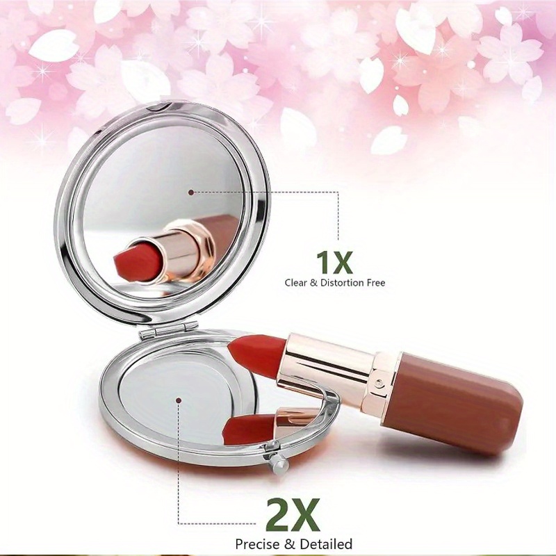 2D Flat Portable Makeup Mirror Handheld Folding Round Mirror