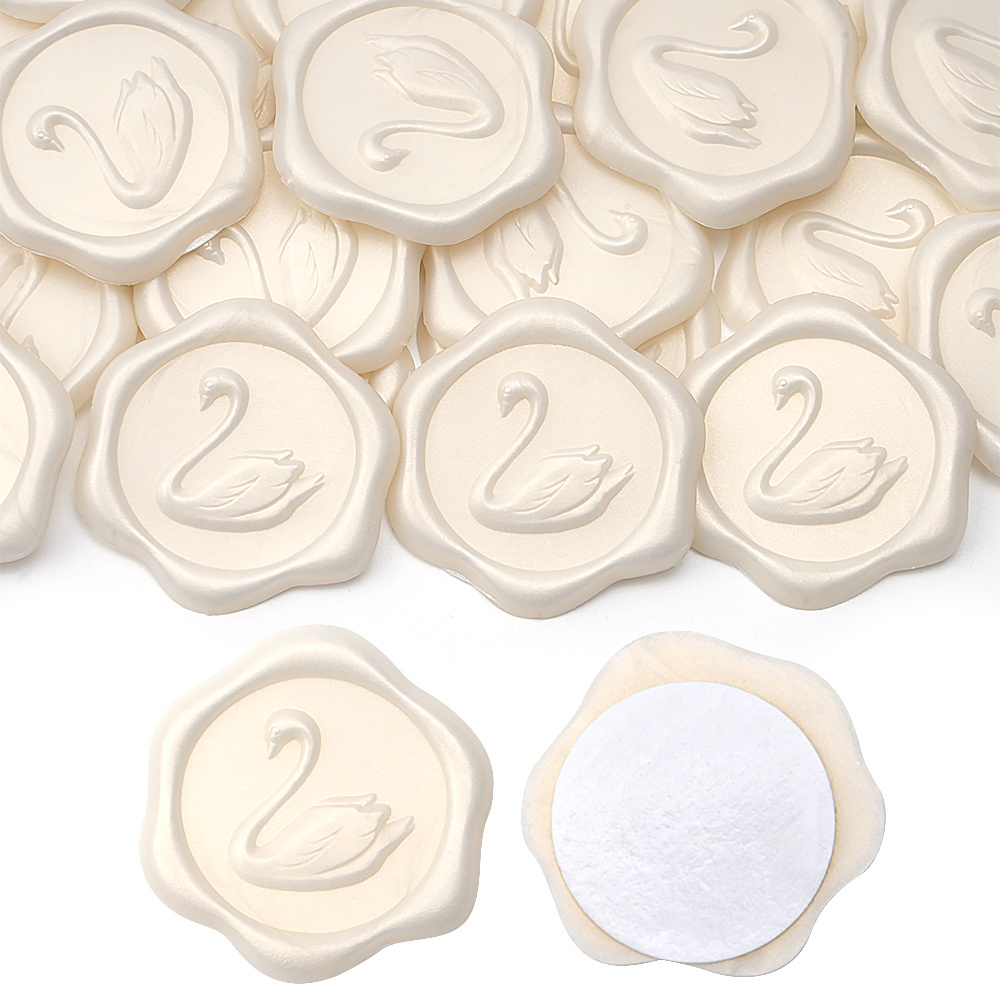 TEMU 20pcs Elegant 3d Embossed Swan Wax Seal Stickers, Self-adhesive Vintage Seals For Wedding Cards, Bridal Invites, Holiday Gift Box Packaging