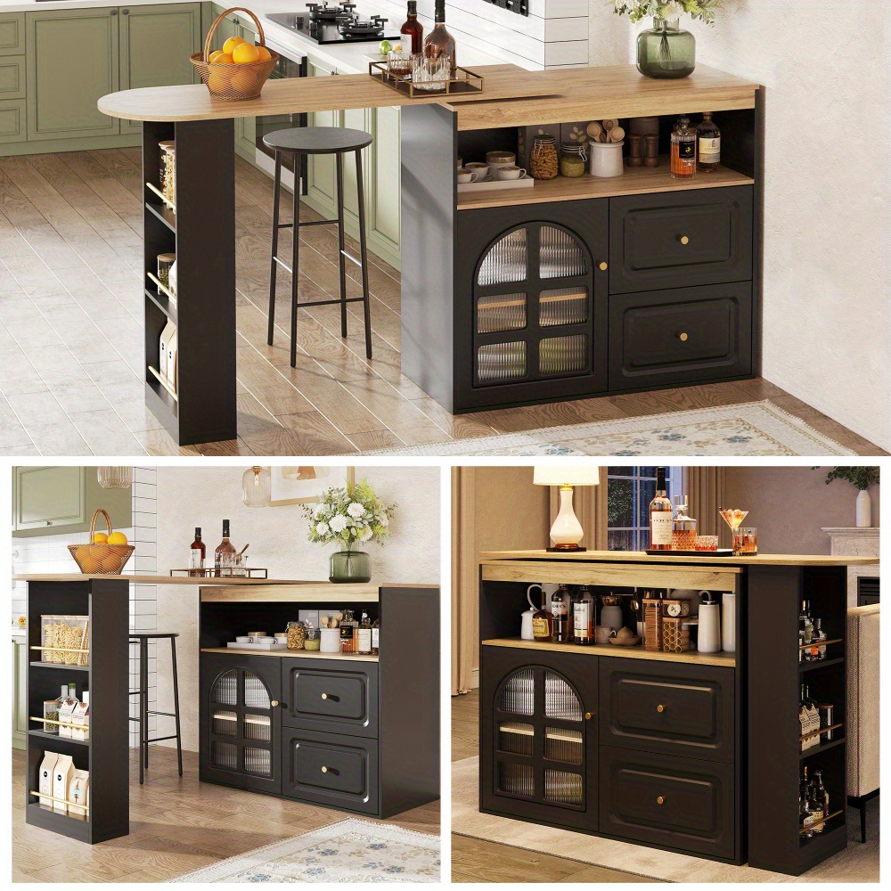 TEMU Buffet | Buffets | 360Â° Rotating Buffet | Sleek And Contemporary | Suitable For Bedroom, Lounge, Dining Area | 2 Drawers | Open Storage Space |