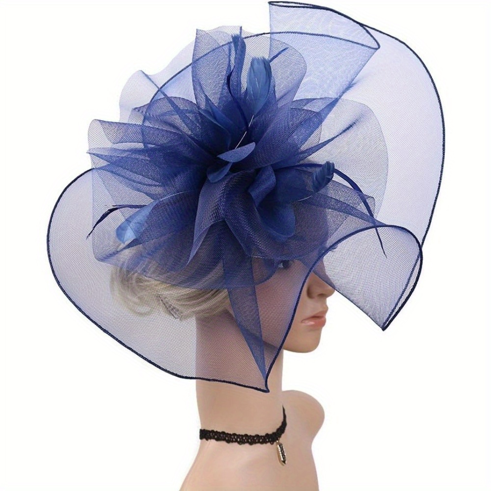 fascinator hat floral feather pillbox derby hats women - Temu display picture 2