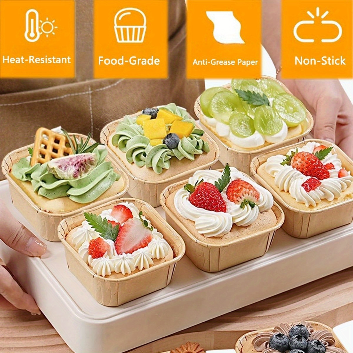 100 Stück Mikrowellen-, Gefrierschrank- & Ofenfeste Backformen für Kuchen - Antihaft-Cupcake-Förmchen mit  -Off-Design, Einweg-Backformen für Hochzeiten, Geburtstage Baby-Shower-Partys