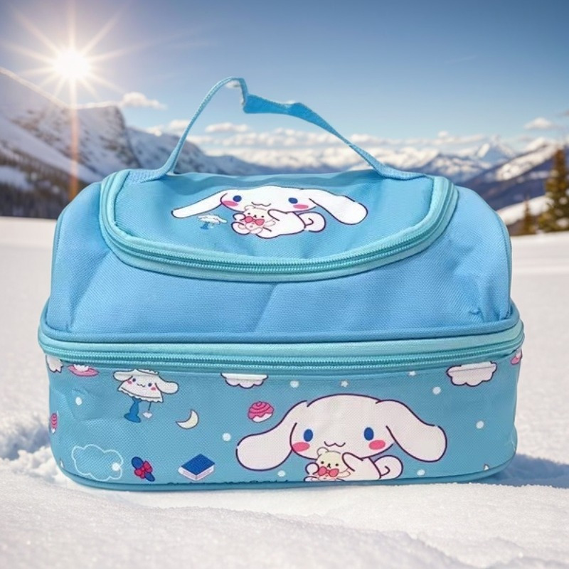 

1pc Sanrio Cinnamoroll Insulated Lunch Bag - Leakproof, Double Compartment, Large Capacity With Adjustable Shoulder Strap, Blue With Design - Ideal For Office Work, Picnics, Beach Parties