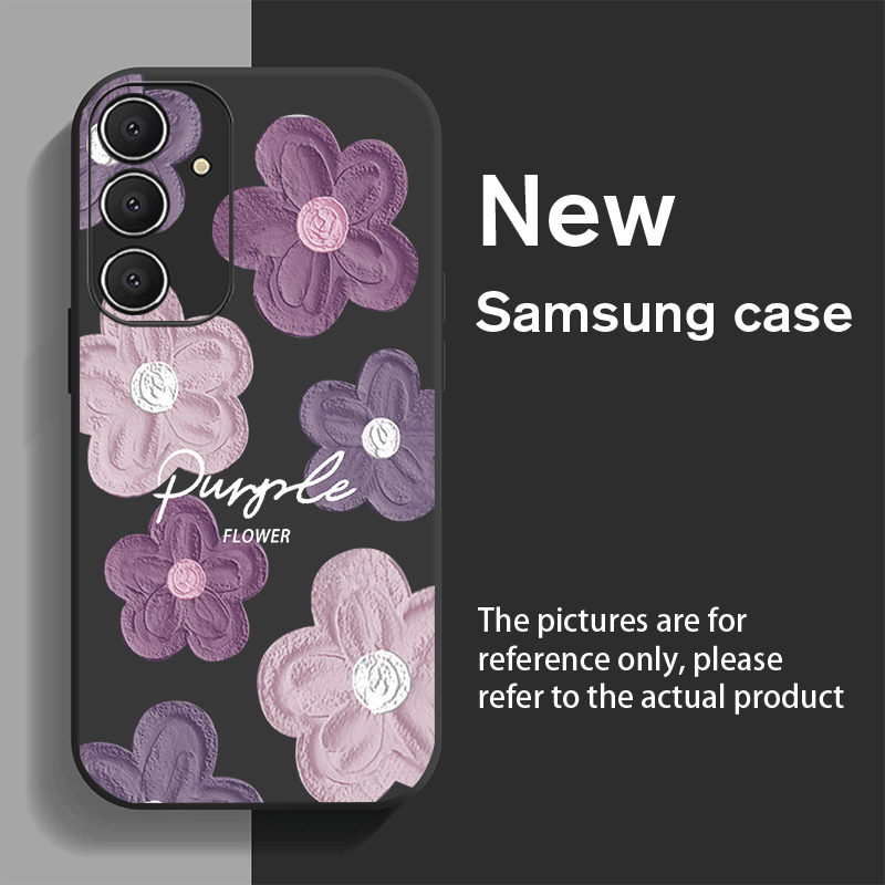 TEMU Phone Case - Purple Flower Phone Case For Galaxy Models Including S25, S24, S23, S22, S21, S20, And Various . A Cute And Stylish Protective Case
