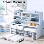 LocalScrapbook Storage, Desktop Organizer, Bookshelf, Upgraded Six-tier Desktop Organizer a Lightweight and Space-saving PVC Six-tier Shelf. Its Compact Design Can Store Books, Stationery, and Cosmetics. Suitable for Dormitory Use, Manual AssemblyOpen in new tab.