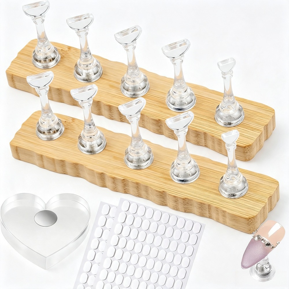 TEMU Ensemble de supports de pour présentoir à ongles : 2 supports de , une base de cœur pastilles adhésives . Convient pour l'affichage d'ongles