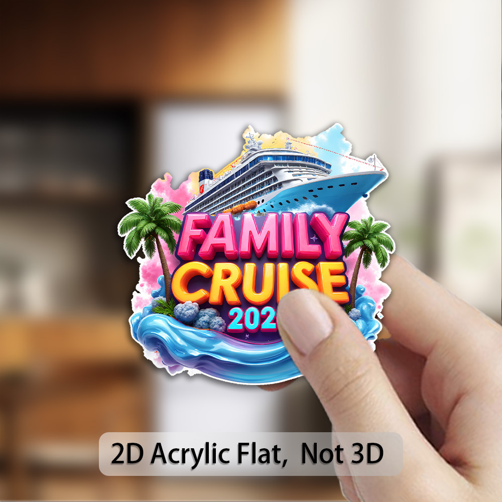 TEMU 1 Acrylic Fridge Magnet- Dynamic Family Cruise 2026 Logo, Vibrant Ship And Palm , 2d Flat Acrylic Star Magnet, Suitable For Cruise Enthusiasts,