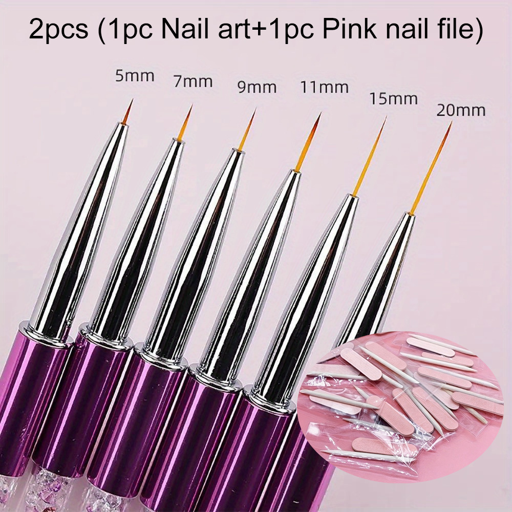 2pcs Nail Art Brush and Pink Nail File Set