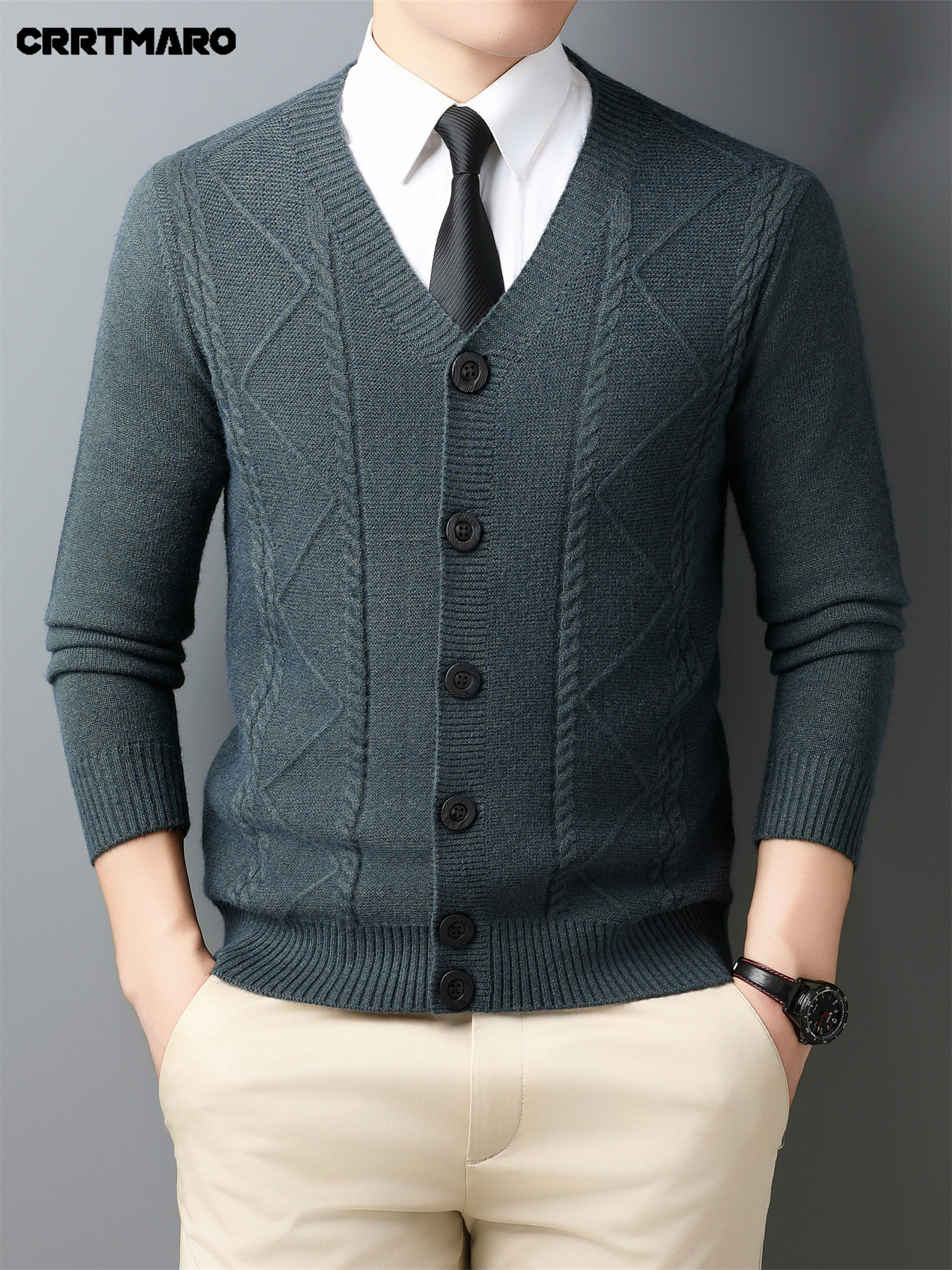 Men'S Wool Blend, Thick Knit Cardigan, Warm Casual Layering Top for Fall And Winter