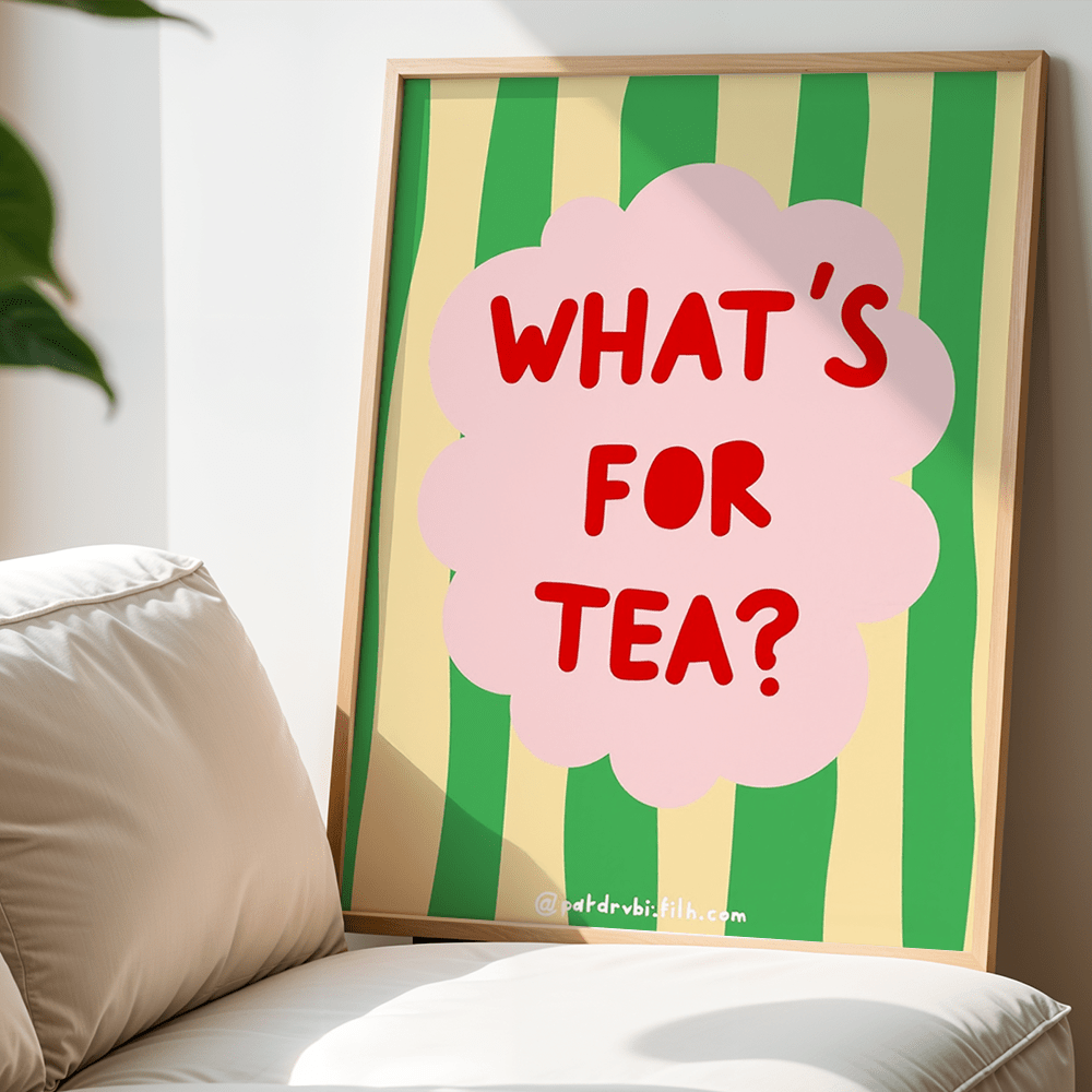 TEMU 2d Flat, 2d Flat, A Single Piece Of Wall Art Featuring A Retro Poster With The Design "what To Eat For Afternoon Tea". This And Stylish Print Is
