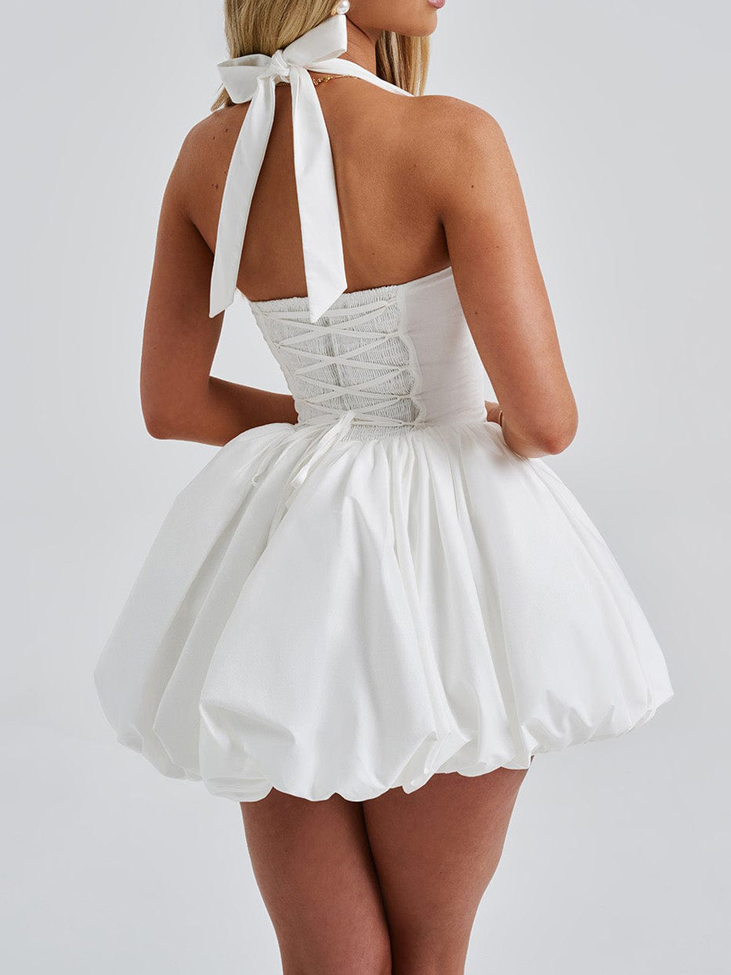 women s sleeveless halter dress black backless corset style - Temu