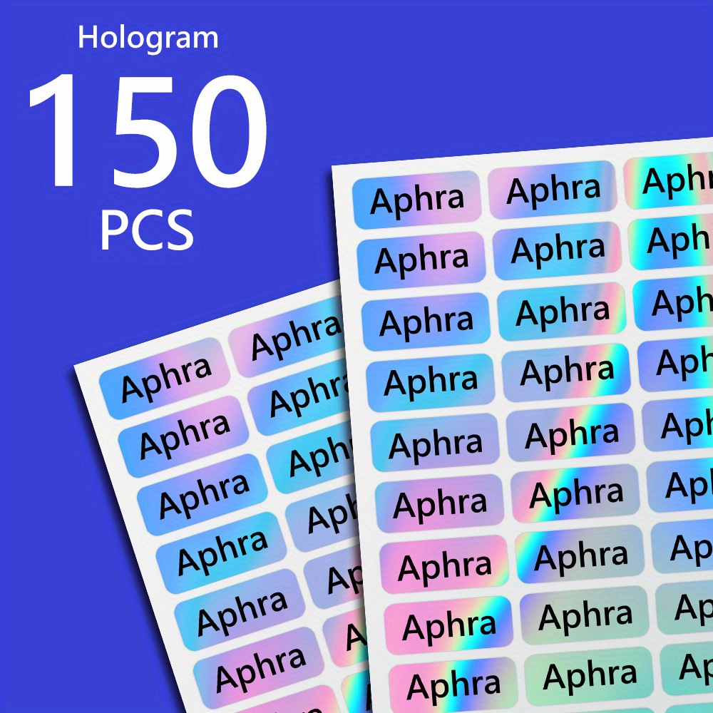 Image of Custom Holographic Name Stickers - Personalized Labels For School Office Decor Organization | Shiny Laser Stickers For Water Bottles Tags 45-900pcs