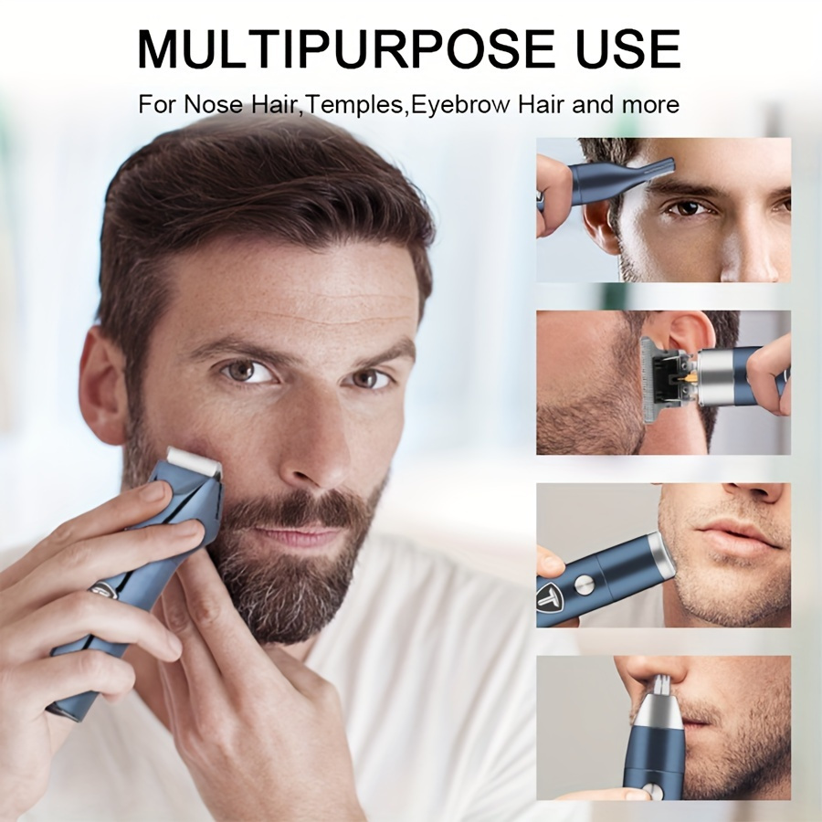 5 in 1 professional body hair trimmer for men usb rechargeable electric shaver with replaceable ceramic blades   for face neck chest back grooming   shaver clipper nose hair trimmer eyebrow trimming knife hair trimmer for body versatile grooming tool sleek grooming device durable grooming tool Product details 5