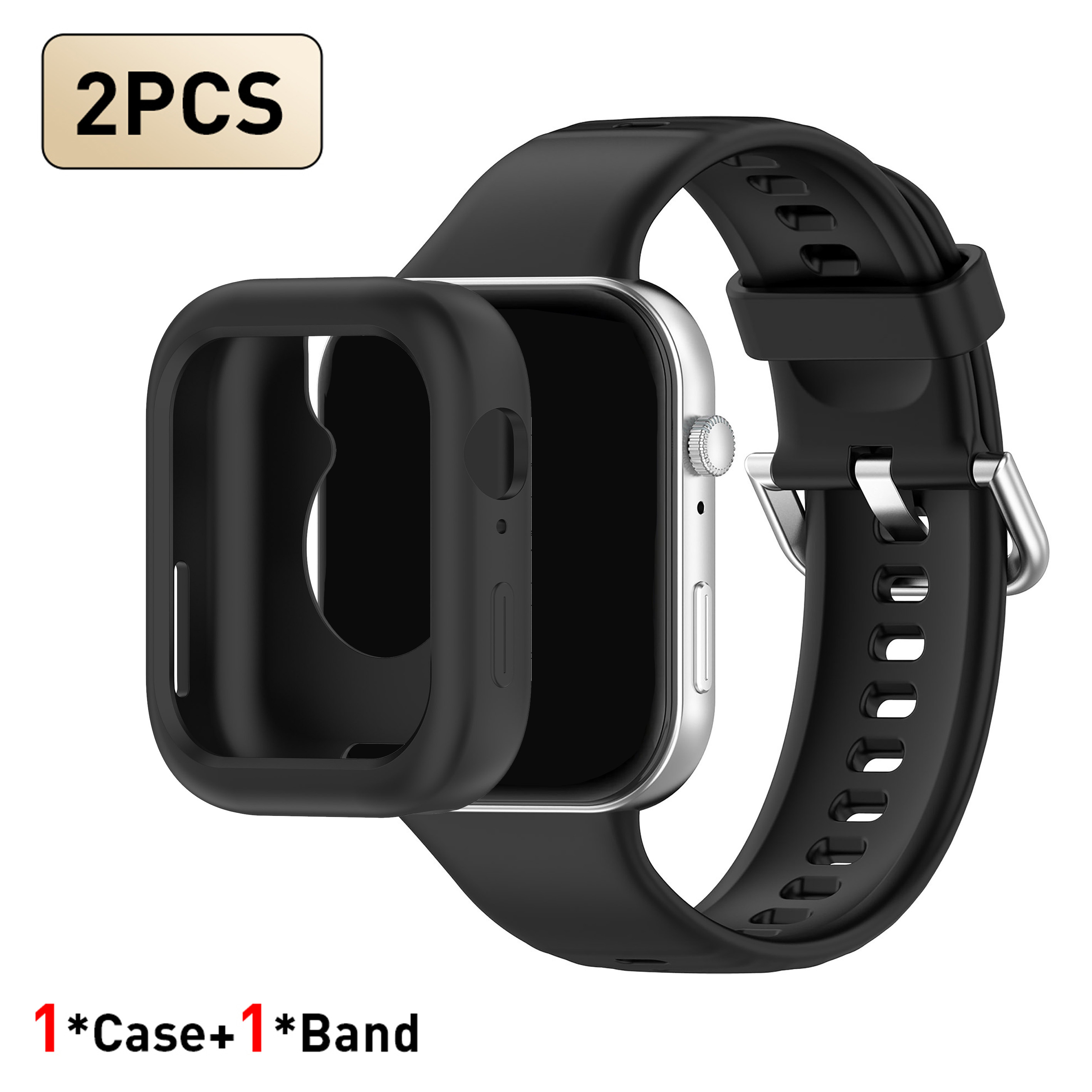TEMU 2 piezas, Protector Semi-Hueca de Color Sólido + Juego con Correa para Huawei Watch , Banda Oficial | Pulseras Deportivas Desmontables