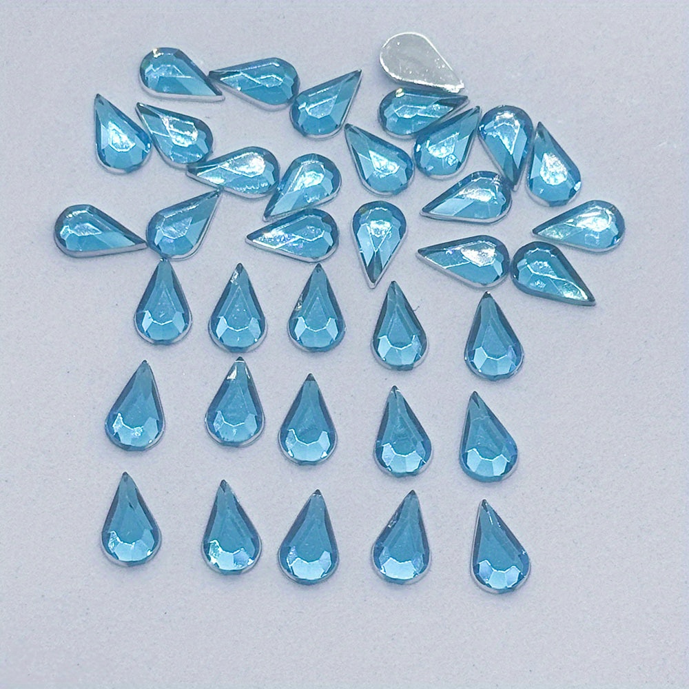 TEMU 2D Flach, 400 Stück 0,6 cm/0,24*1,0 cm/0,39 Zoll Tropfen-Acryl DIY mit flachem Boden für Kleidung, Hochzeitszubehör, Nageldekorationen