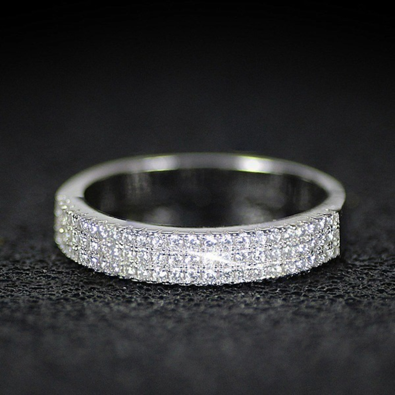E-shop Eleganter Funkelnder Eingelegter Synthetischer Zirkonia Klassischer Ewiger Ring für Frauen Hochzeit Casual Party Mode Accessoires Valentinstag