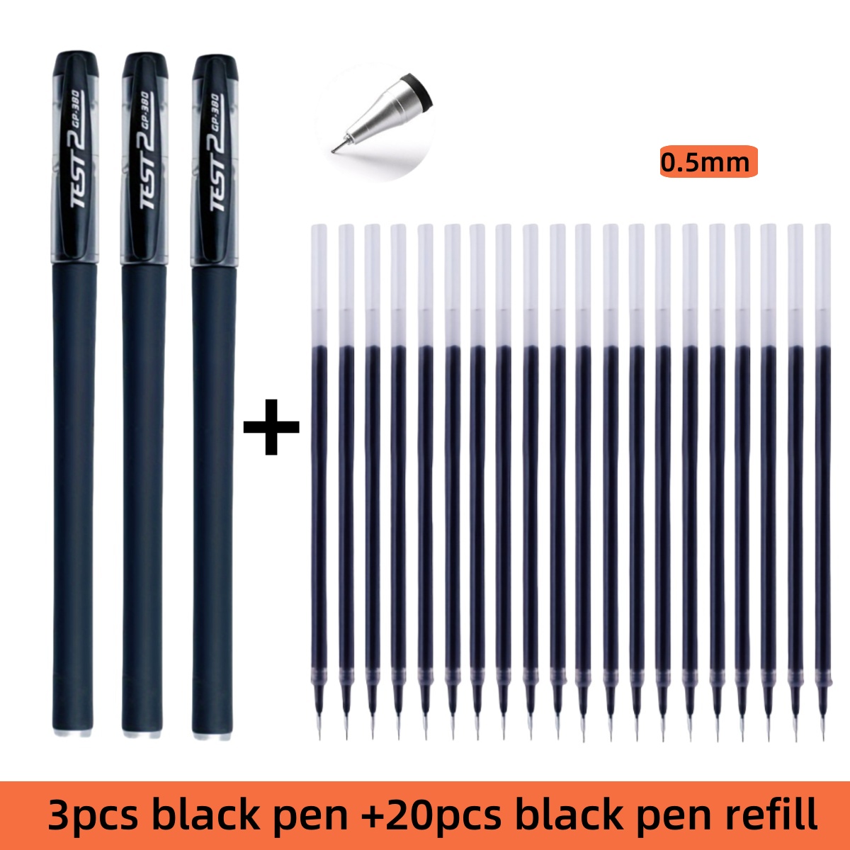 TEMU 23-teiliges Set [3 Stifte + 20 ] Leuchtendes dreifarbiges Gelstift-Set (mit Ersatzminen) - 0,5 mm glatte Spitzen, mehrere Farben (Schwarz, Blau,