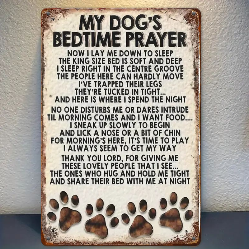 TEMU 1pc Rustic "my Dog's Bedtime " Sign - Vintage Wood Plaque Wall Decor With Dog-themed For Pet Lovers, 8"x12" (20x30cm) /outdoor Home,, Kennel