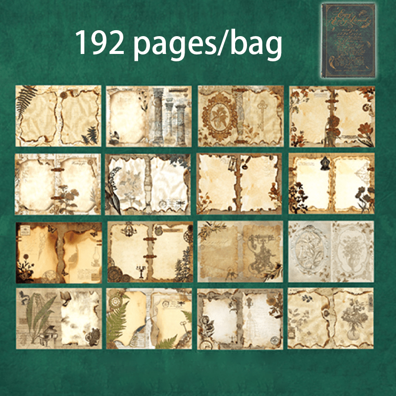 TEMU 192 Sheets (384 Pages) Vintage Antique-style Writing Journal Set - Aged - Book With Lettering & Historical Maps/charts - Diy Scrapbooking,