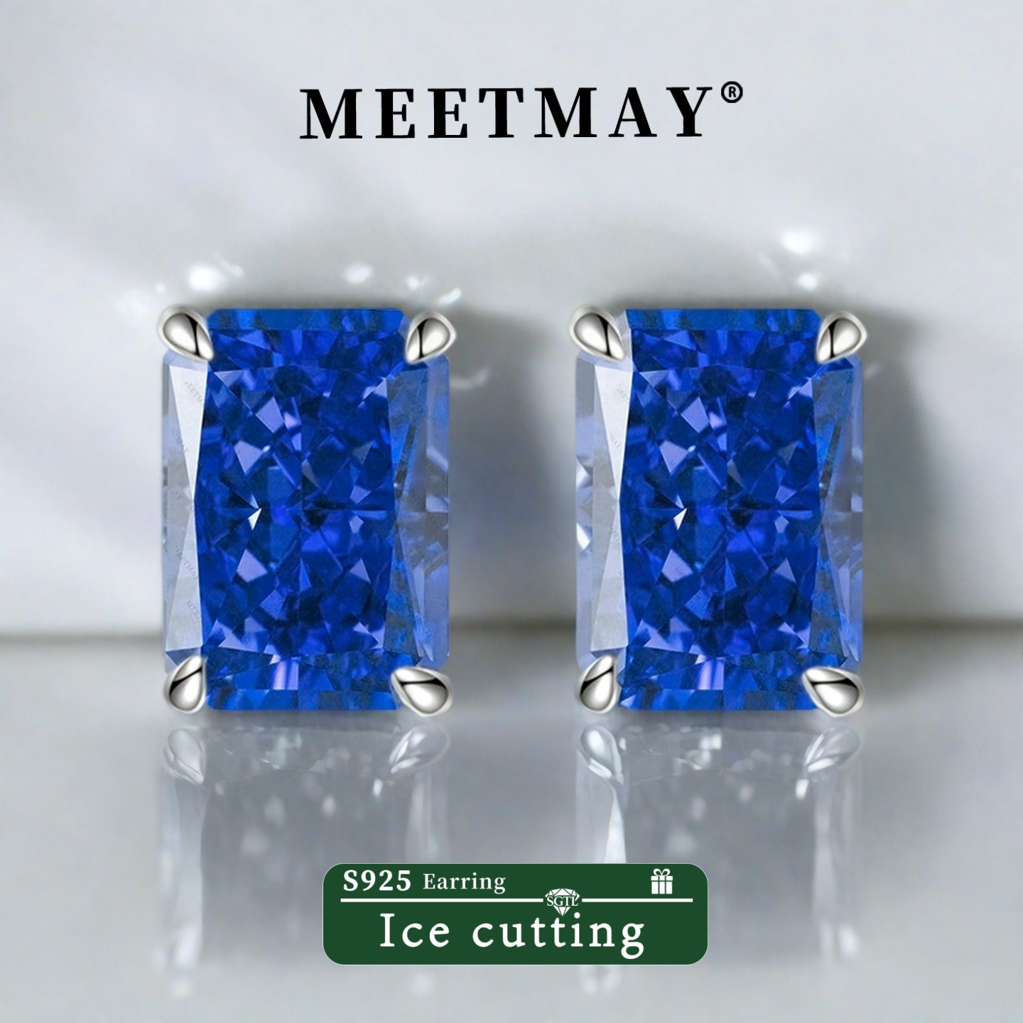 TEMU S925 Sterling Silvery Cut Synthetic Cubic Zirconia Ear Studs Women's Earrings Wedding Fine Jewelry