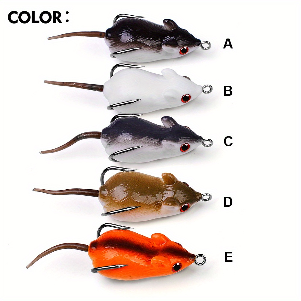 TEMU 5-pack Lifelike 3d Mouse Fishing Lures | Soft Bait Set With Built-in Bells & Realistic Design | For Saltwater Fishing | Durable Abs Material,