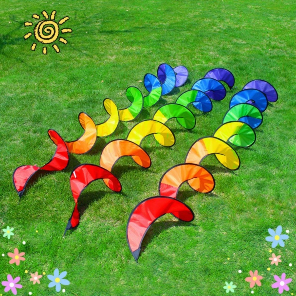 Image of 3pcs, Spiral Wind Chimes - 3d Hanging Outdoor Decorations, Movable Garden Art, Easy To Hang Yard Ornaments, Suitable For Gardens, , And Pergolas, Vibrant Seasonal Embellishments