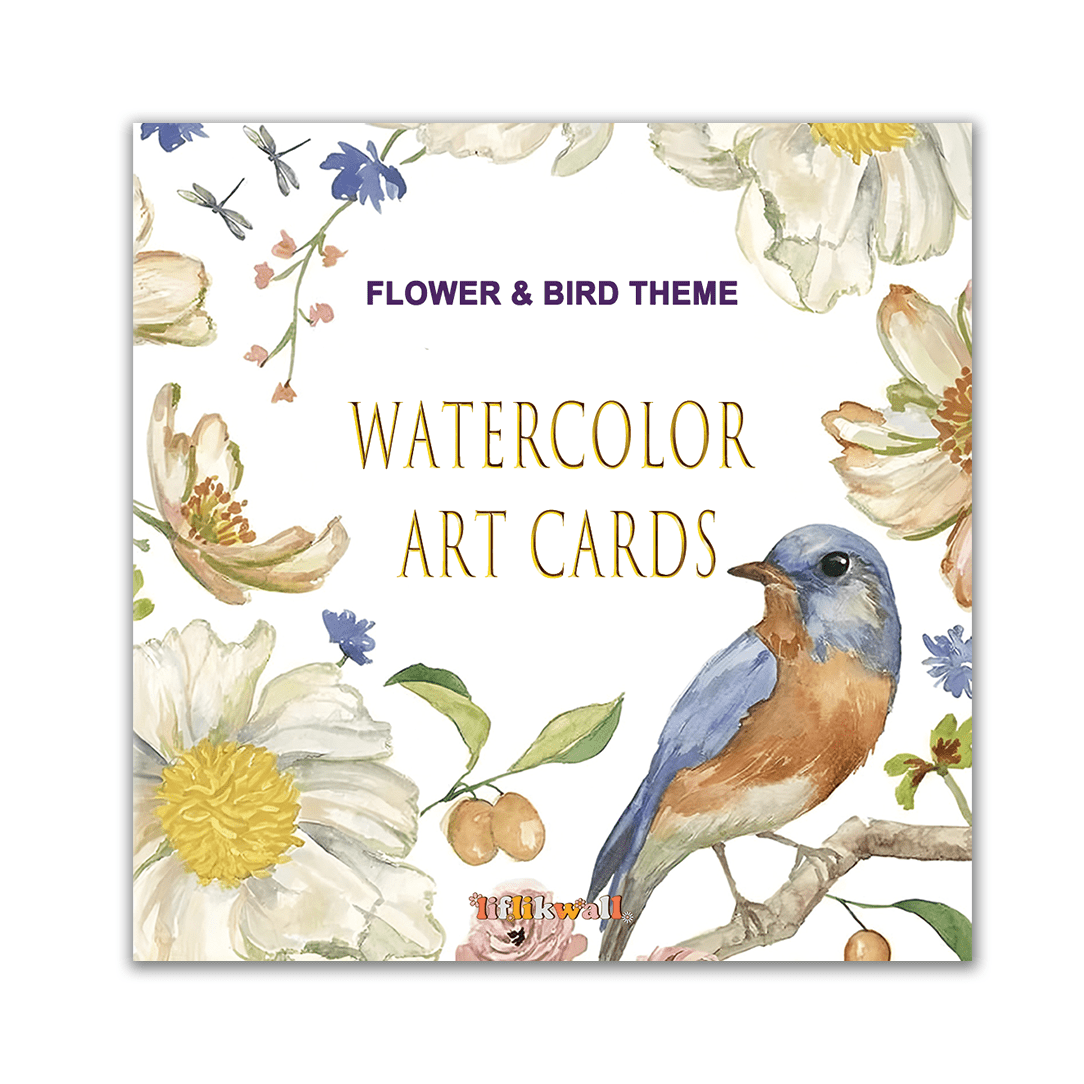 TEMU Livre de Dessin Aquarelle pour Débutants Adultes, 8 Pages de de Fleurs et d'Oiseaux, Papier Aquarelle en Bois de Haute Qualité 300G avec Papier