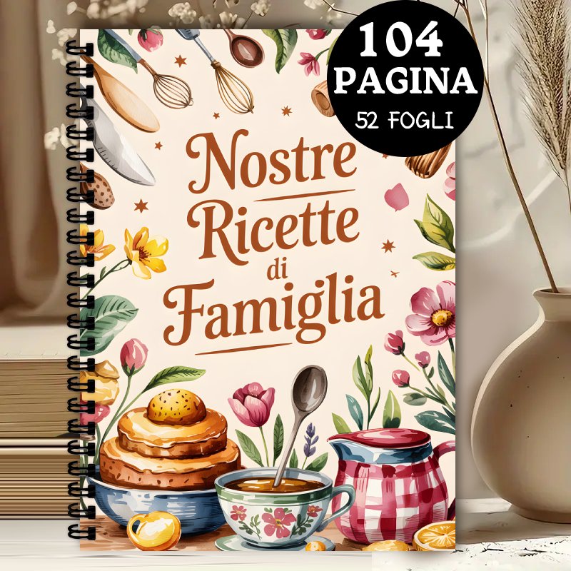 TEMU 1 Libro di Ricette Italiane, Taccuino da Cucina da 104 con Rilegatura a Spirale �� Regalo per Chef di Famiglia per Annotare le Ricette Preferite,
