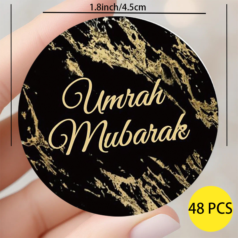 TEMU 48 stuks prachtige en stijlvolle sticker ontwerpen met de stralende tekst 'Umrah Mubarak', perfect als cadeau voor geliefden om en geluk over te