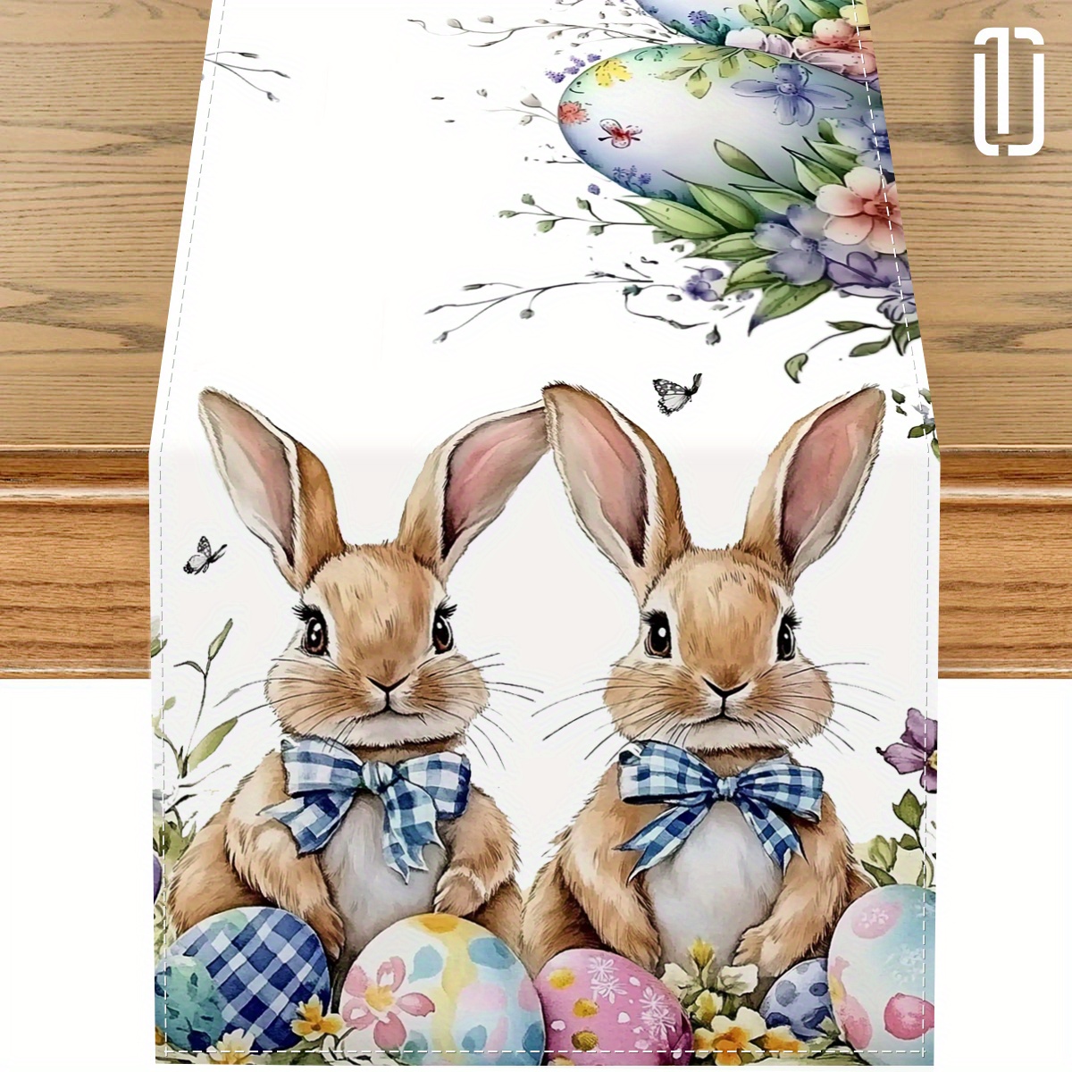 

1pc, Easter Table Runner, Easter Decorations Bunny Flower Seasonal Spring Decorations For Easter Party Dining Table Decor