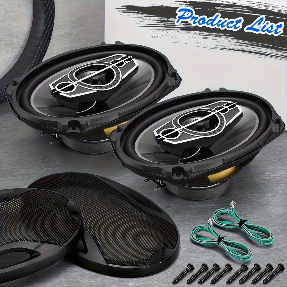 Temu – TEMU 2pcs 6×9 Inch 1000w Car Hifi Coaxial Speakers – 600w , 5.2 Channel Stereo, Stainless Steel Full Range Frequency Speakers For Vehicle Door & Auto