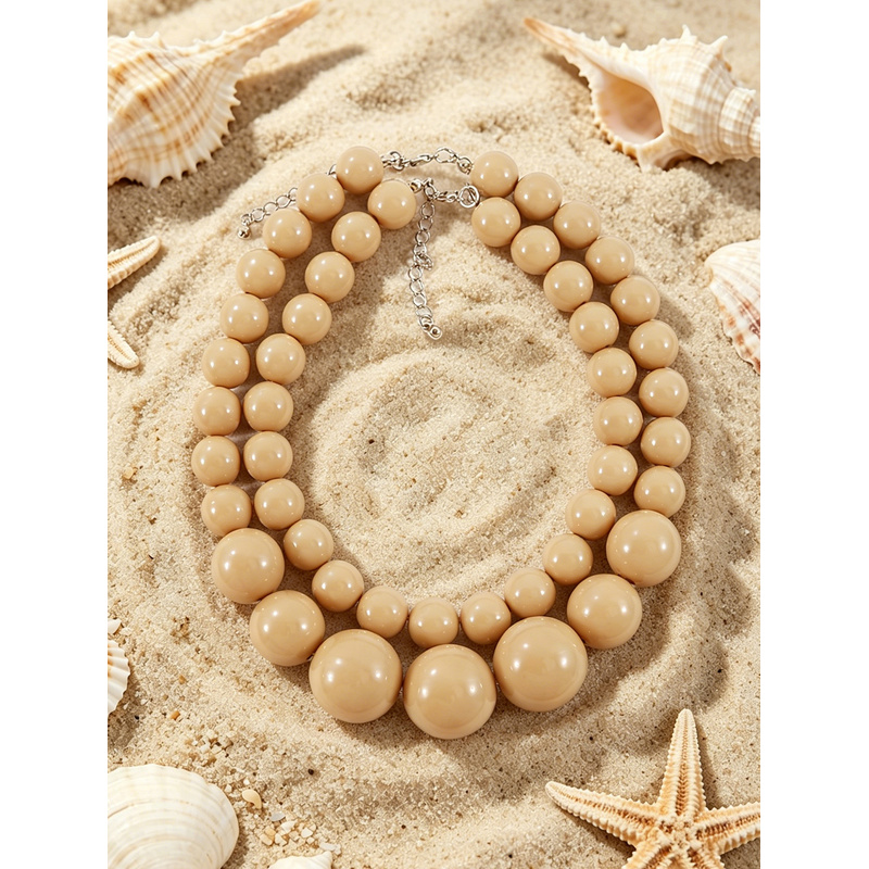 2pc Bohemian Acrylic Round Geometric Necklace Set, Summer