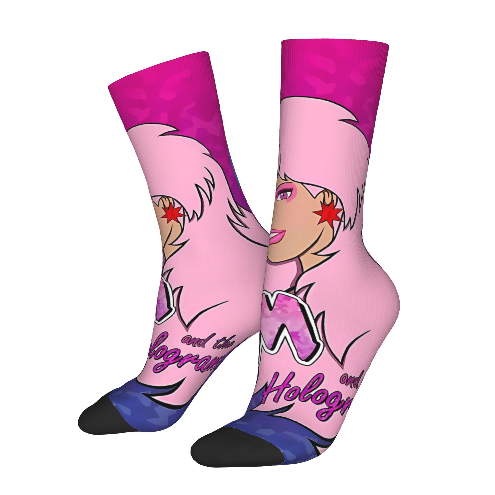 TEMU 80s Jelly Socks Printed Men's Polyester 2d Print Design