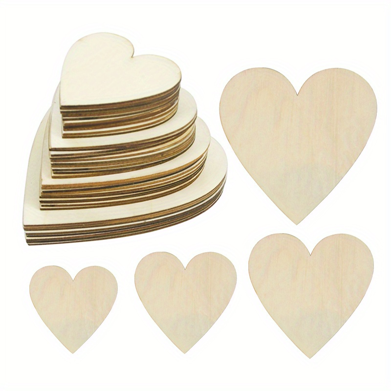 

5pcs Unfinished Wooden Heart Cutouts - Blank Diy Craft Shapes For Weddings, Birthdays & Parties | Seasonal Decor, No Battery Needed, Heart Decorations