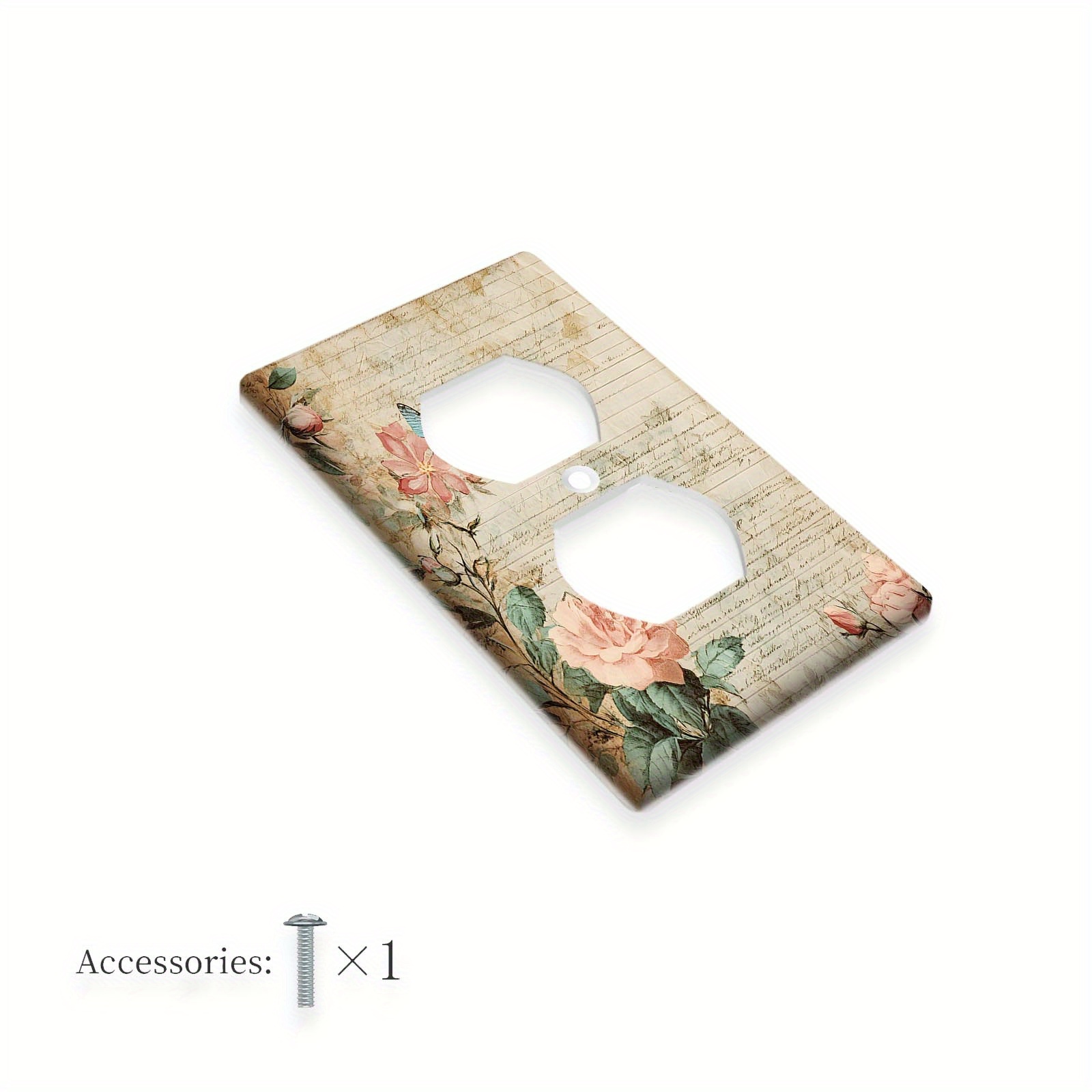 TEMU 1pc 1gang/2gang Vintage Floral Butterflies Light Switch Cover Decorative Switch Plate Covers Wall Plates For Adult Bedroom And Bathroom Wall