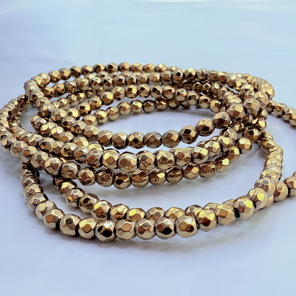 TEMU 4mm Natural (fool's Golden) Bead Bracelet, Retro Bohemian Shimmering Stone, Unisex, Ideal Gift For Christmas, Valentine's Day, And Father's Day