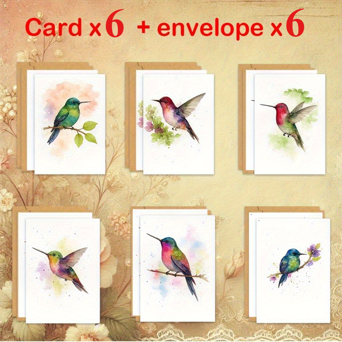TEMU Un ensemble de 12 cartes de vœux aquarelles sur le thème des avec enveloppes, parfait pour de la nature qui les utilisent pour des notes