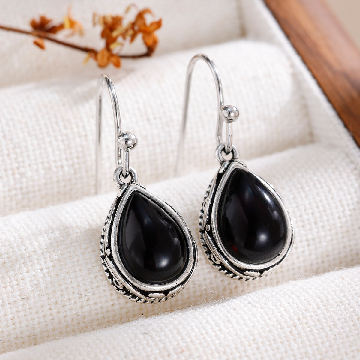 Women's Retro Teardrop Stone Drop Earrings, Bohemian Style