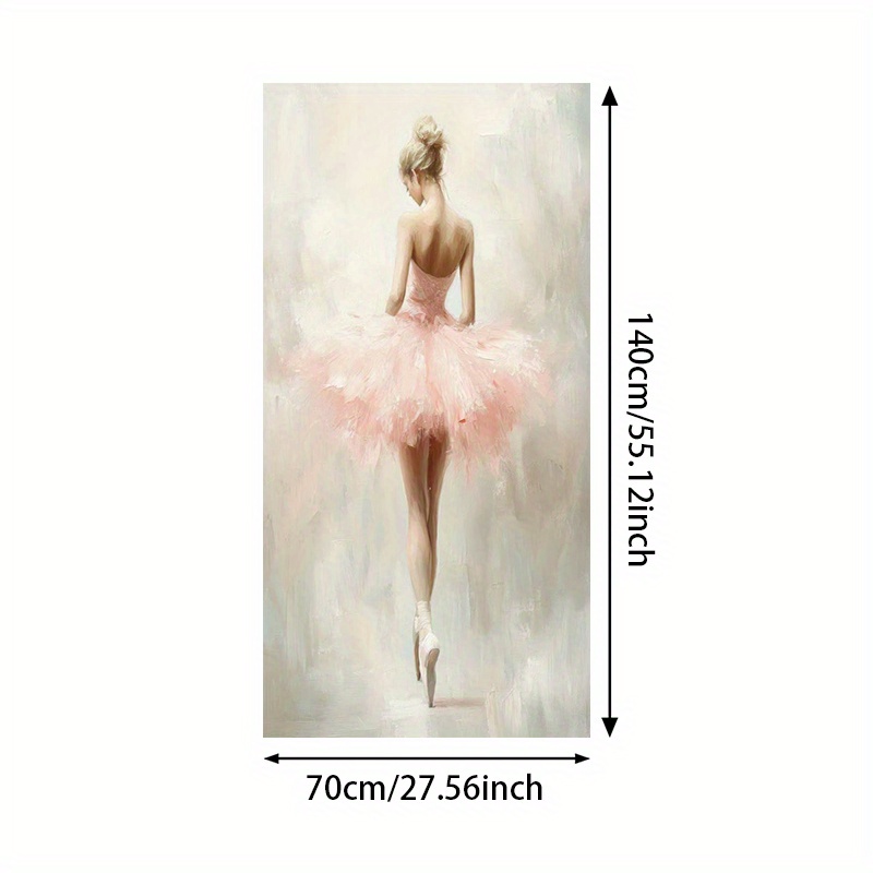 TEMU 2d Flat, 1- Frameless Canvas Elegant Ballerina Print, Pink Tutu Silhouette, 27.56x55.12 Inches, Modern Abstract Wall Art Suitable For Living