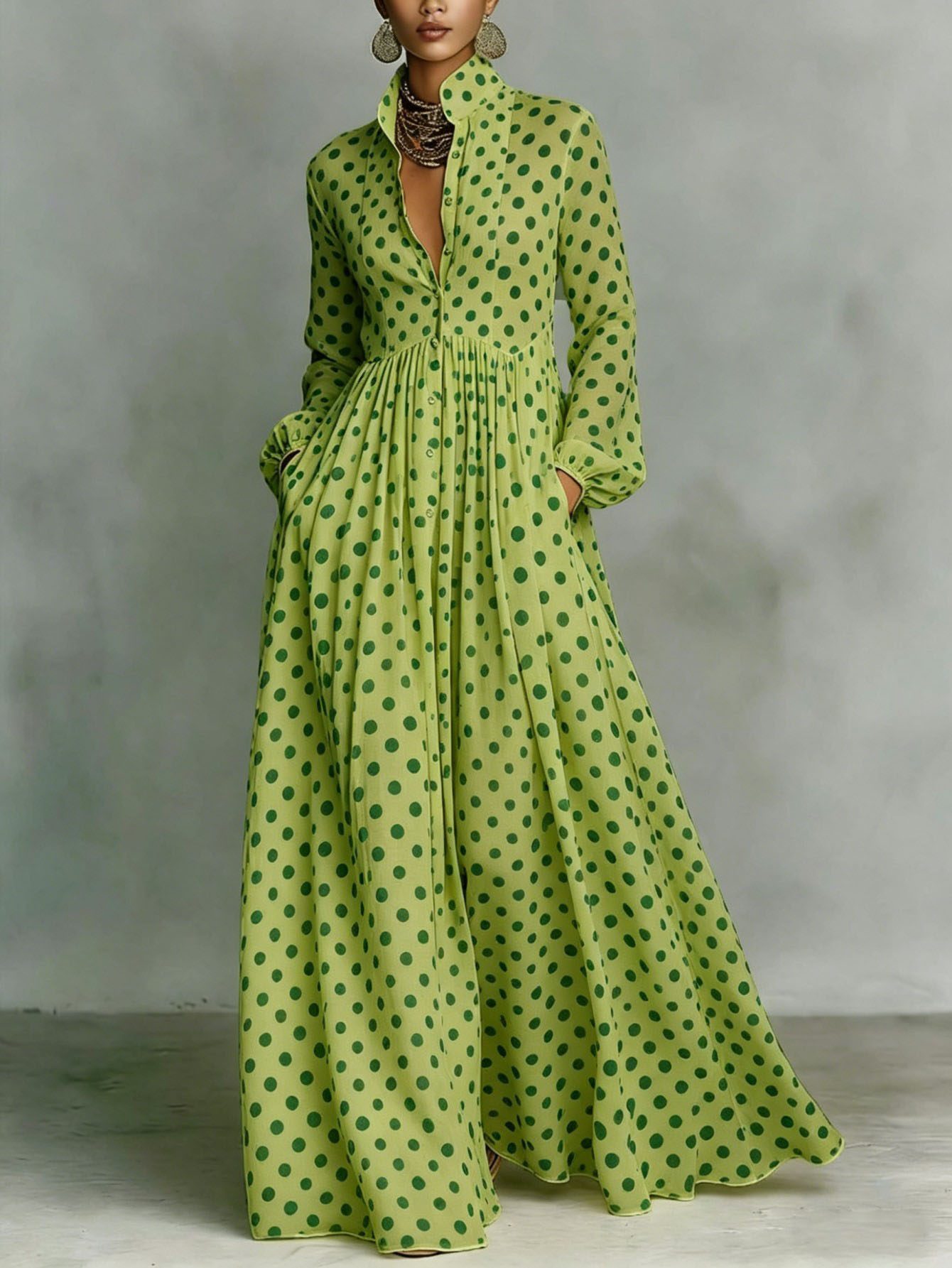 long green polka dot dress Cinq À Sept Camille Polka Dot Dress main image 0