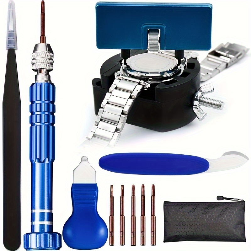 TEMU Kit d'outils pour la réparation de montres et le remplacement de piles, conçu pour retirer les dos de montres, avec un ouvre-montre et un