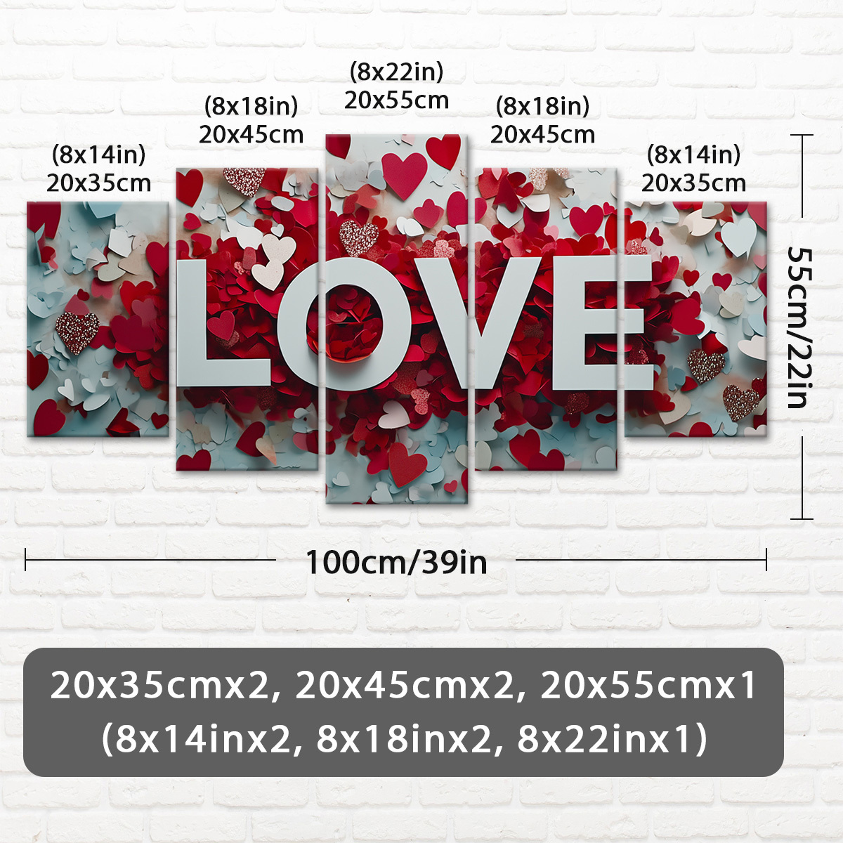 TEMU 5pcs Wooden Framed Canvas, Nice Gift For Valentine's Day, Between , Love Poster, Pattern Art For Home Decoration, Wall Decor For Living Room,