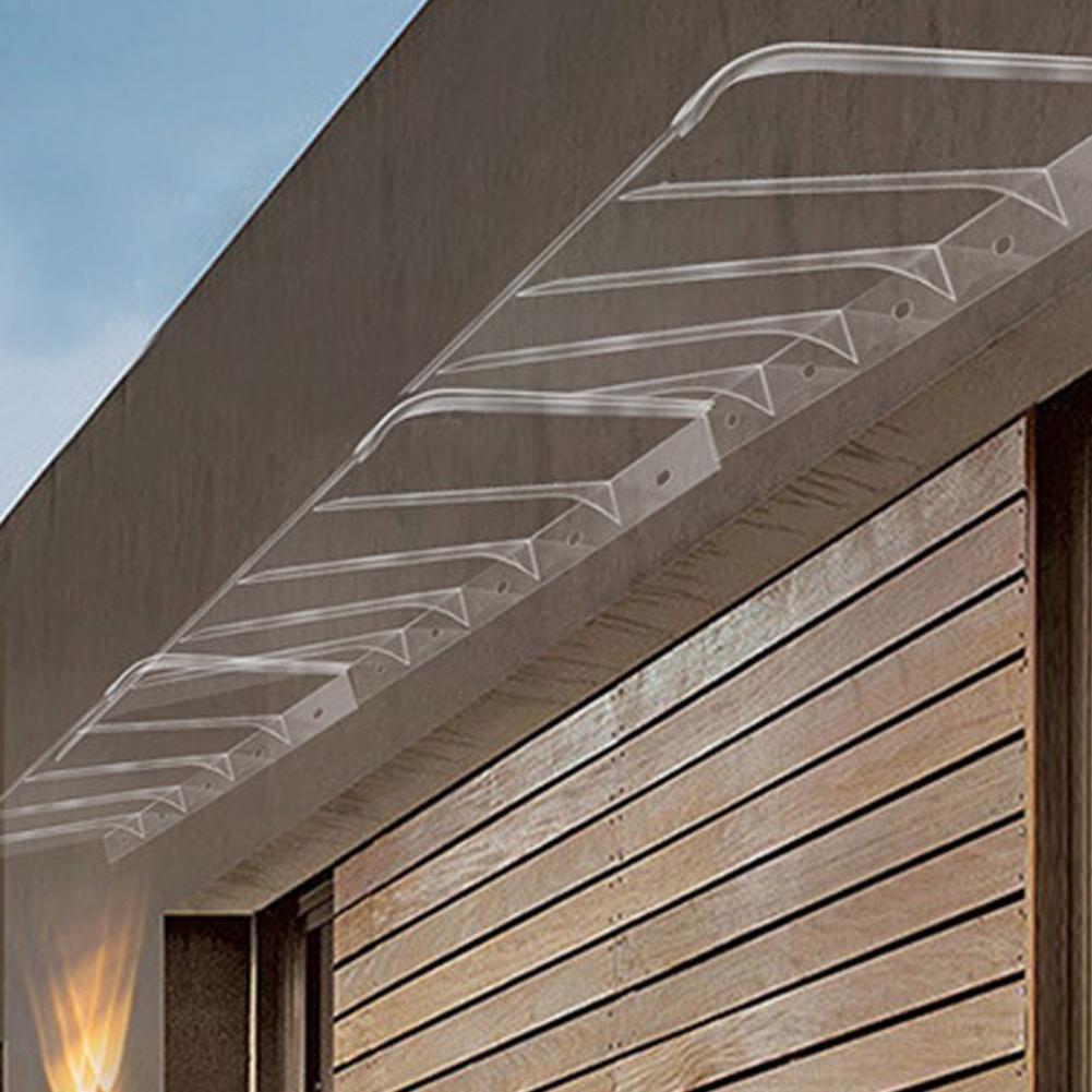 1x Durable Transparent Plastic Front Door Canopy- Transparent, Waterproof Roof Window Sunshade Cover, Outdoor Balcony and Entrance Invisible Snow and Rain Protection, Easy to Install