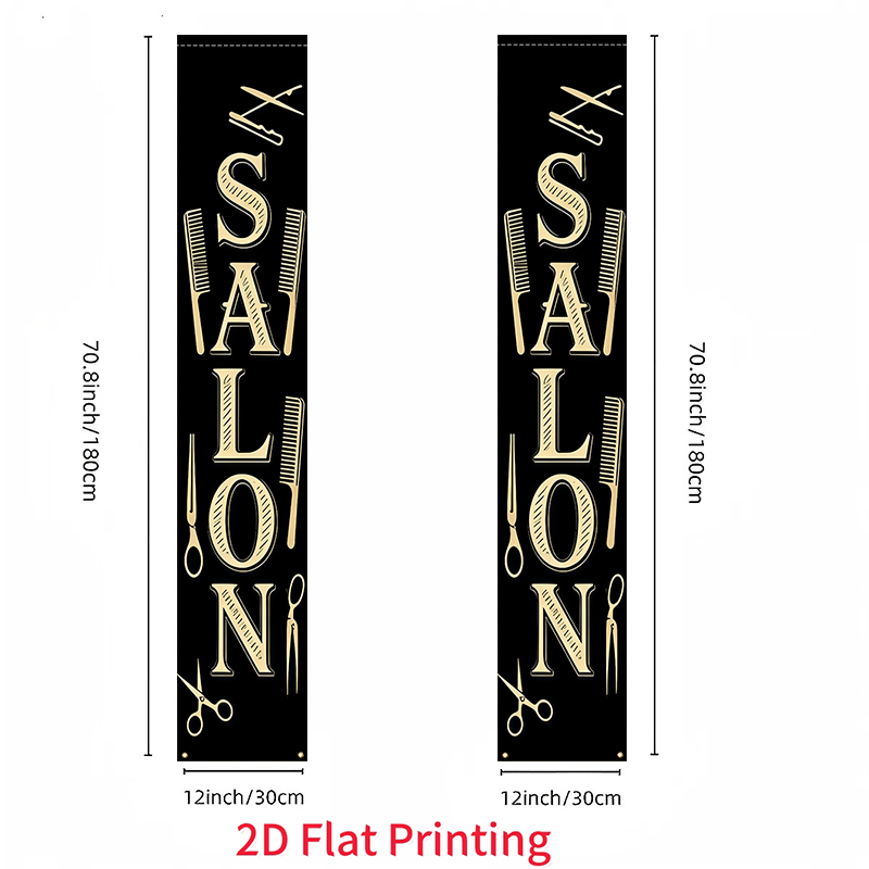 TEMU 2d Flat, 2pcs 2d Flat Salon Logo Door Curtain & Banner Decoration Suitable For Store Advertising, Indoor/outdoor Hanging Background With Salon