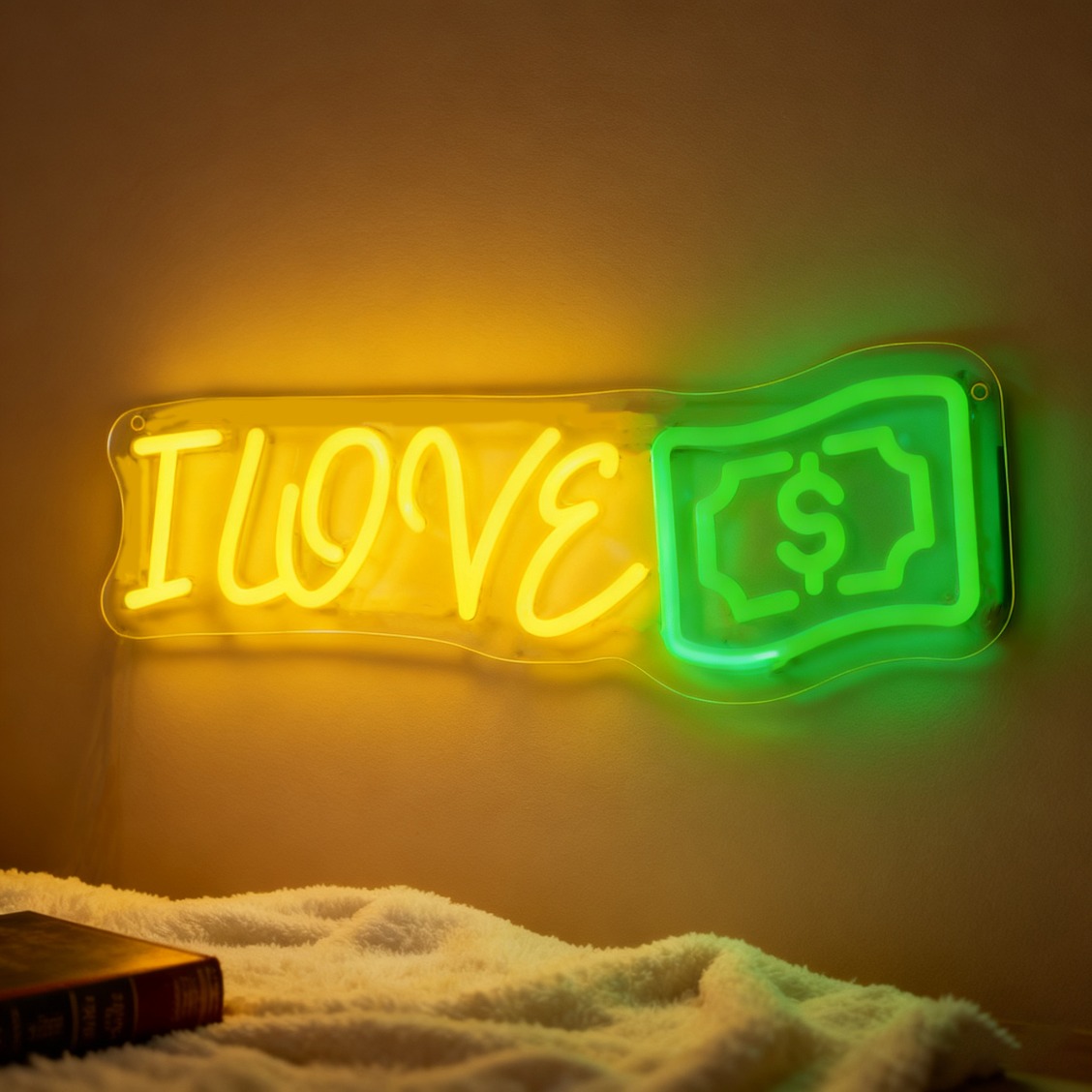 Image of I Neon Sign Money Green Home Bar Commercial Company Wall Sign Decoration Birthday Christmas Party Decoration