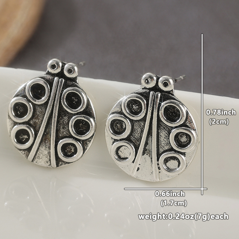 Women's Creative Bohemian Retro Circular Stud Earrings, Insect Pattern