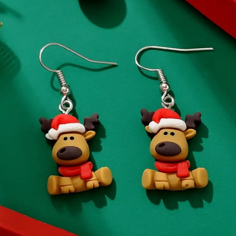 TEMU 1 Par de Pendientes Navideños - Sombrero y Bufanda de Santa - Joyería de Resina para Fiestas - Regalos de Navidad para Mujeres, Decoración